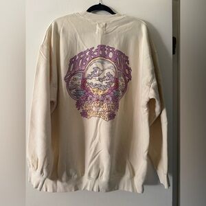 Billabong Cream and Purple Graphic Crewneck Sweater